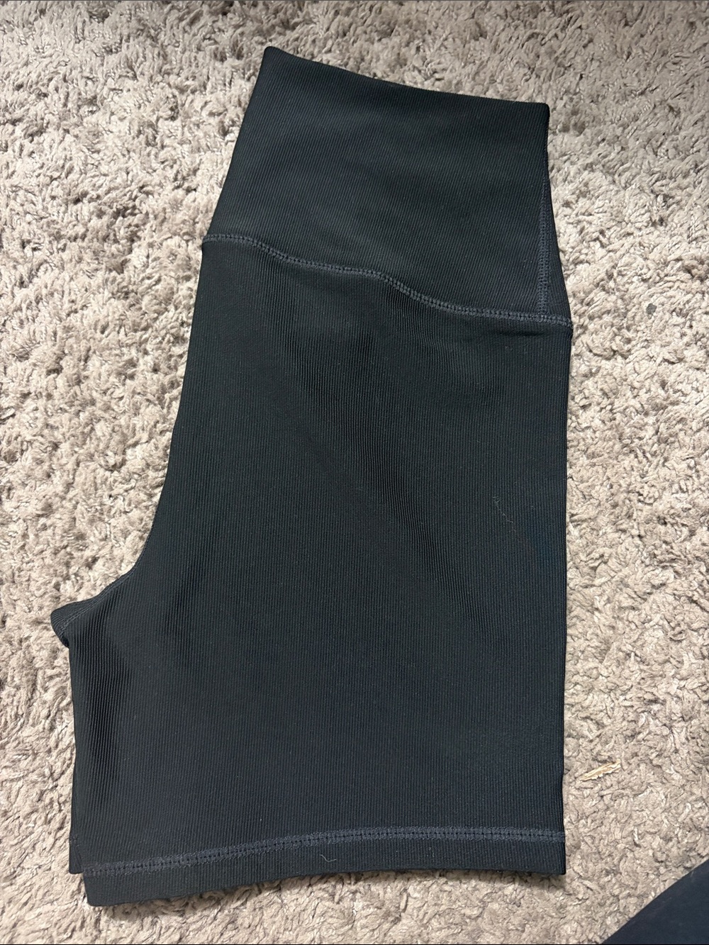 Women’s Black High-Waist Ribbed Active Shorts